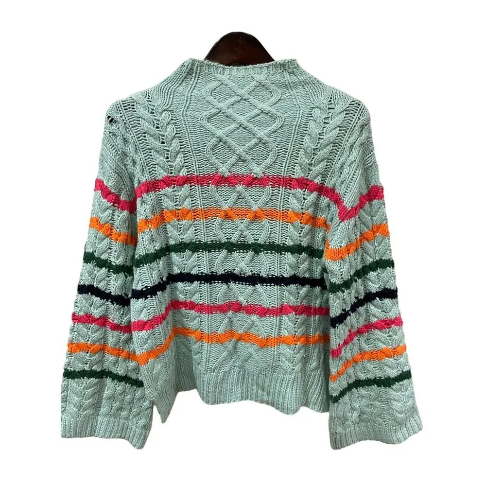 John + Jenn Ladies Mint Striped Sweater Size S